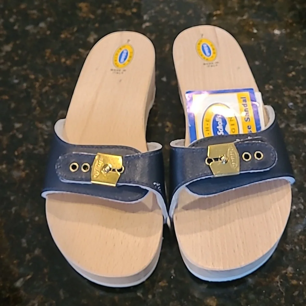 Vintage doctor scholl's exercise sandals 7m Italy Navy Y2k - Picture 12 of 12